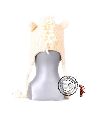 Czapka zimowa Zwierzaki Nepal wełniana jednorożec kremowa