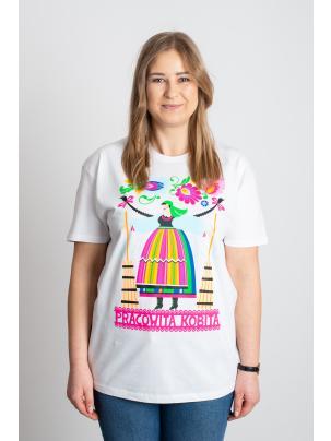 Koszulka t-shirt damska Folk Pracowita Kobieta Biała