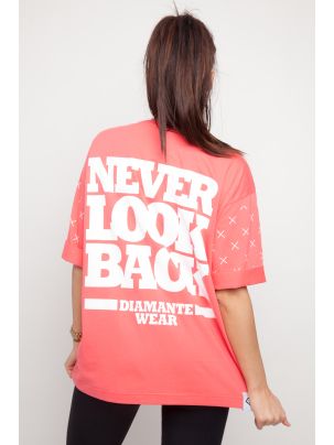 koszulka t-shirt Diamante Wear Never look Back Oversize Coral