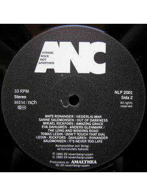 Płyta Vinylowa 2 LP Svensk Rock Mot Apartheid ‎– ANC Galan