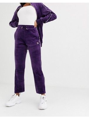 Spodnie welurowe Fila Lineker purple