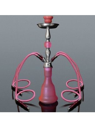 Szisza, orientalna fajka wodna z czterema wężami Pink, chrom 53 cm